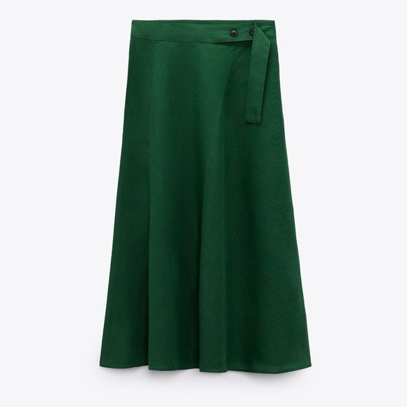 Zara Dresses & Skirts - Zara LINEN BLEND MIDI SKIRT